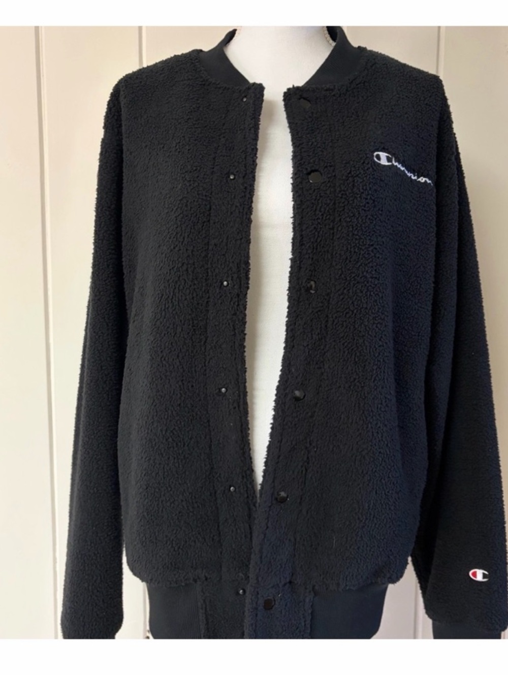 Champion Black Crewneck Jacket with Branded Tag